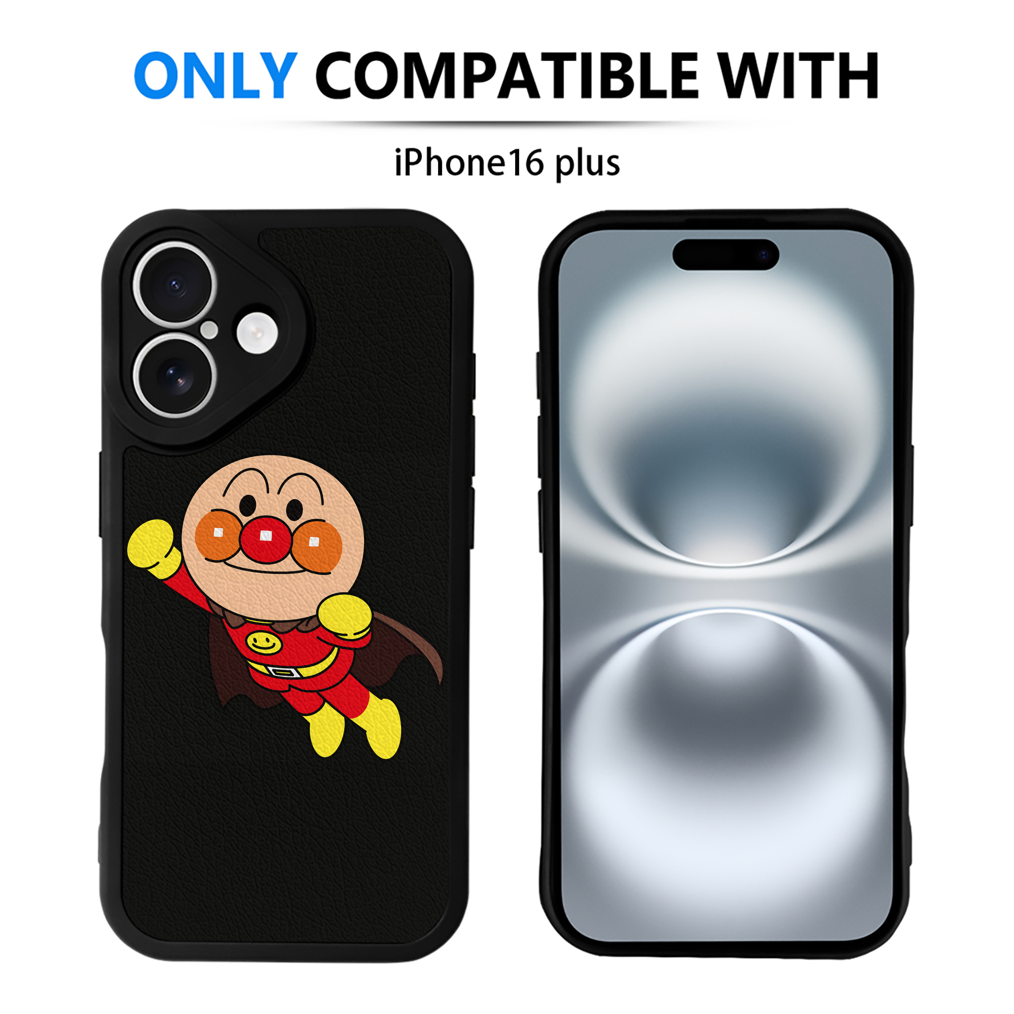 （画像用） アンパンマン Anpanman 【iPhone 16シリーズ対応】シリコンスマホケース（レザー調） 材質：シリコン